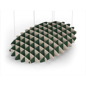 Acoustic Ceiling Sound Trap - 1200mm x 1800mm Oval - Natural | Dark Green