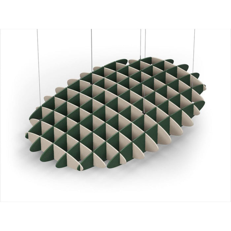 Acoustic Ceiling Sound Trap - 1200mm x 1800mm Oval - Natural | Dark Green