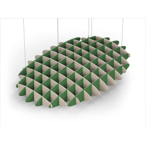 Acoustic Ceiling Sound Trap - 1200mm x 1800mm Oval - Natural | Green