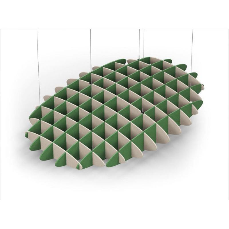 Acoustic Ceiling Sound Trap - 1200mm x 1800mm Oval - Natural | Green
