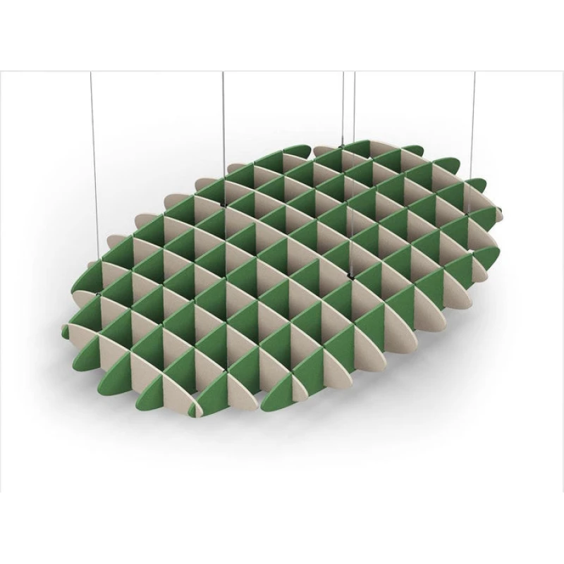 Acoustic Ceiling Sound Trap - 1200mm x 1800mm Oval - Natural | Green