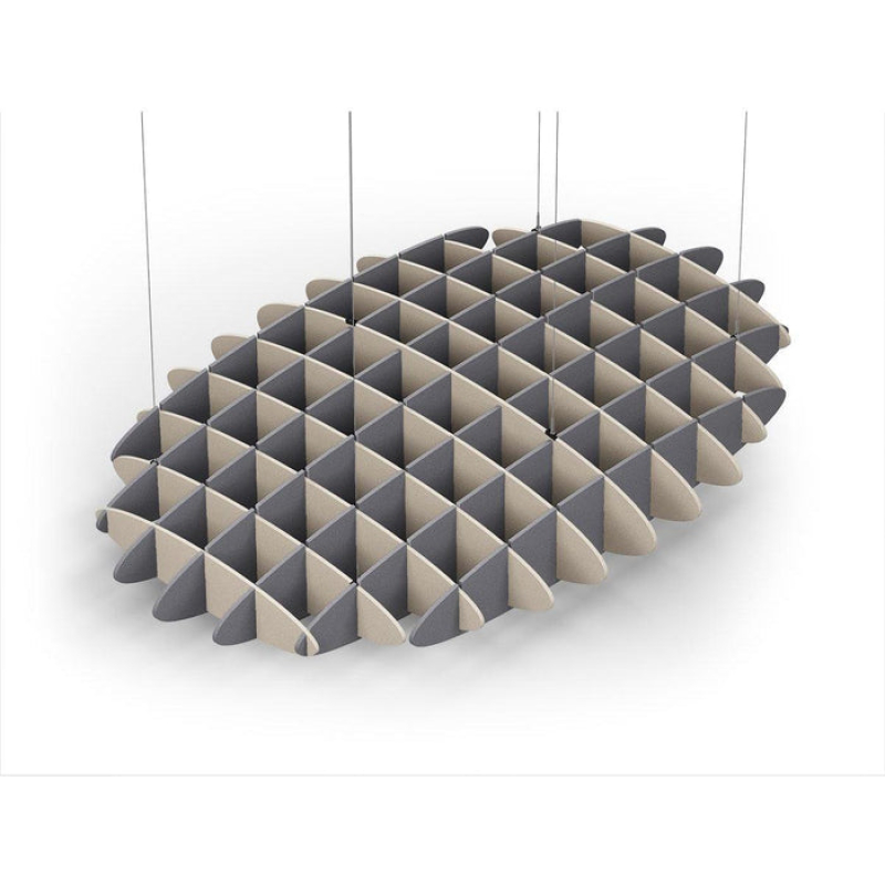 Acoustic Ceiling Sound Trap - 1200mm x 1800mm Oval - Natural | Grey