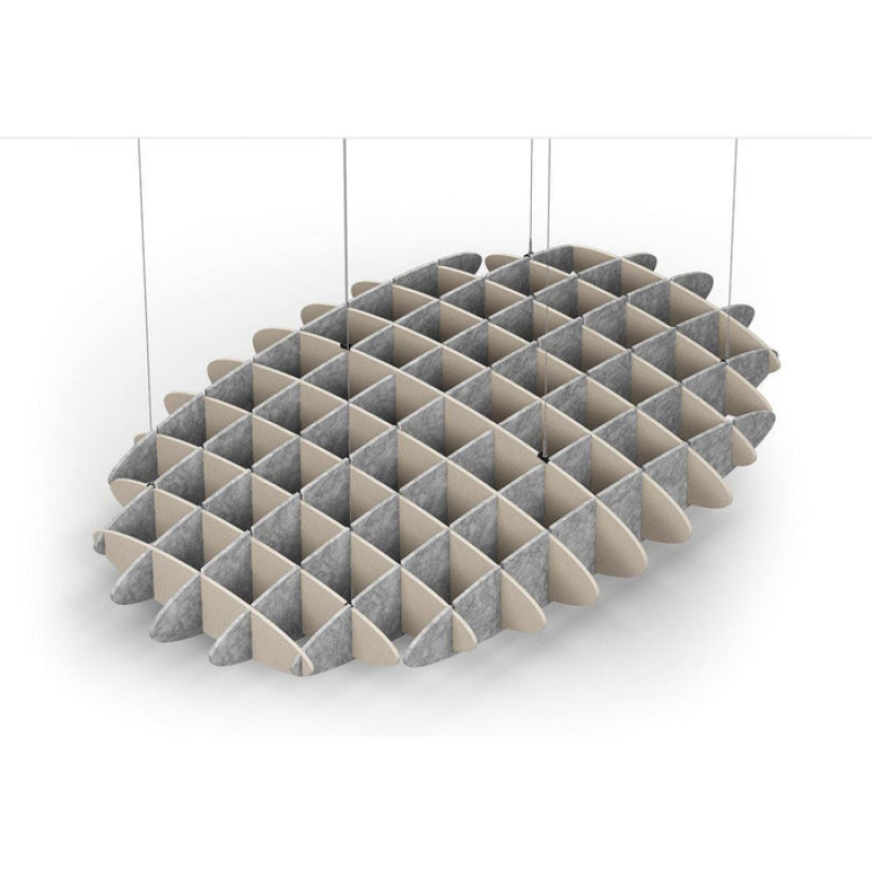 Acoustic Ceiling Sound Trap - 1200mm x 1800mm Oval - Natural | Marble Grey