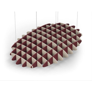 Acoustic Ceiling Sound Trap - 1200mm x 1800mm Oval - Natural | Maroon