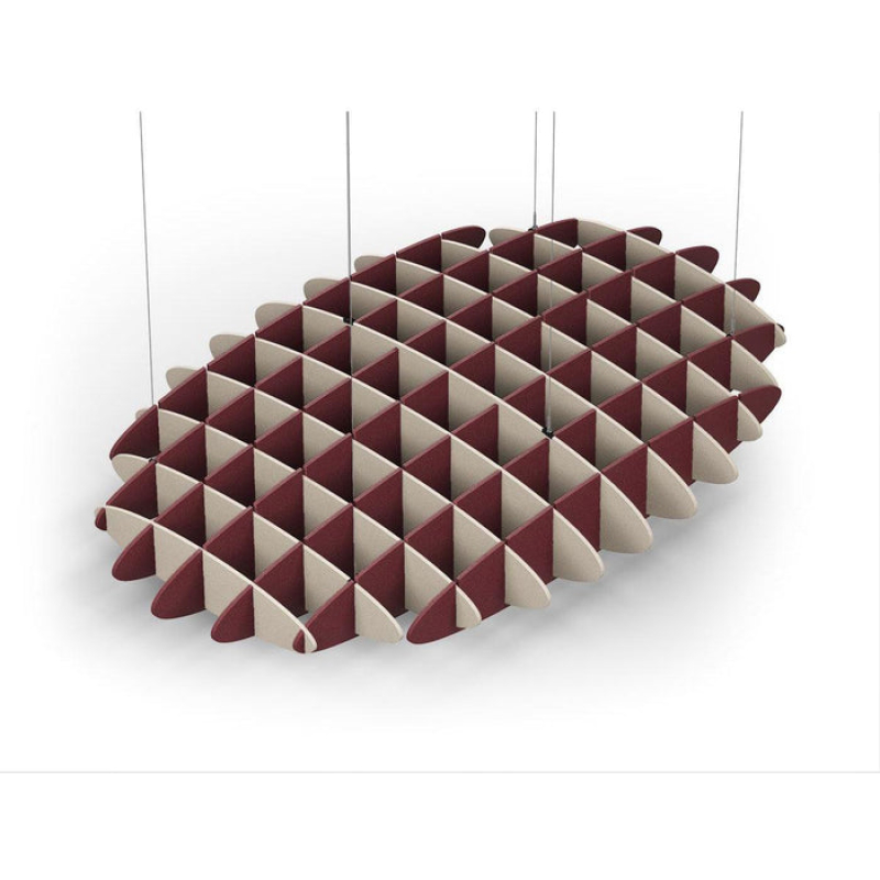 Acoustic Ceiling Sound Trap - 1200mm x 1800mm Oval - Natural | Maroon