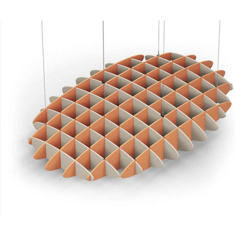 Acoustic Ceiling Sound Trap - 1200mm x 1800mm Oval - Natural | Orange