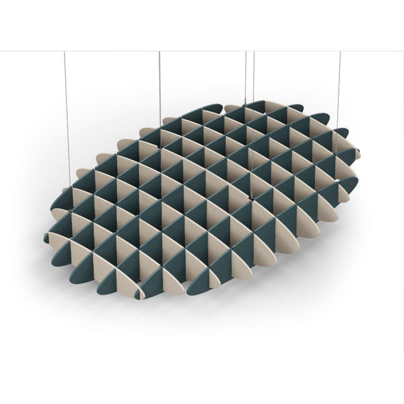 Acoustic Ceiling Sound Trap - 1200mm x 1800mm Oval - Natural | Peacock Green