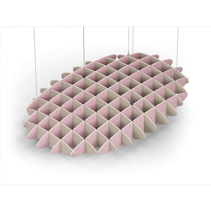 Acoustic Ceiling Sound Trap - 1200mm x 1800mm Oval - Natural | Pink