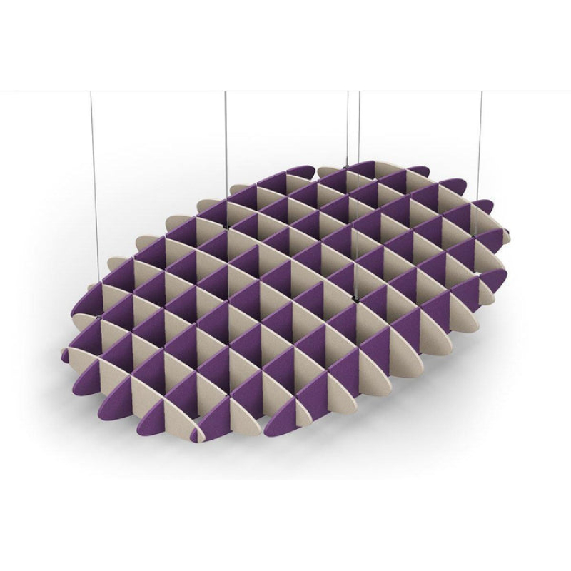 Acoustic Ceiling Sound Trap - 1200mm x 1800mm Oval - Natural | Purple