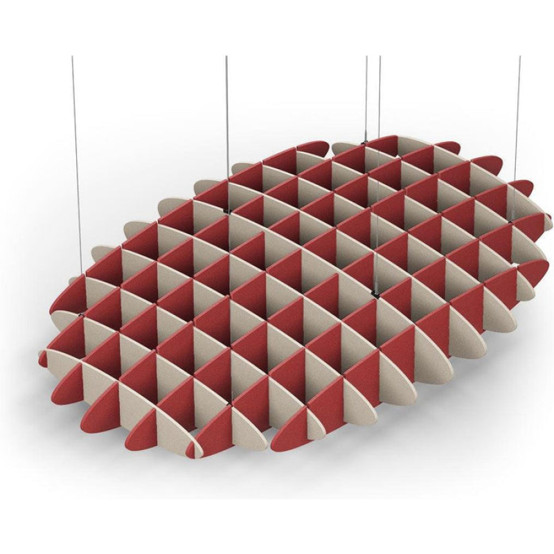 Acoustic Ceiling Sound Trap - 1200mm x 1800mm Oval - Natural | Red
