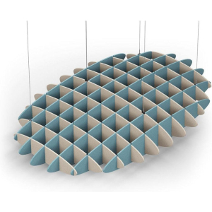 Acoustic Ceiling Sound Trap - 1200mm x 1800mm Oval - Natural | Sky Blue