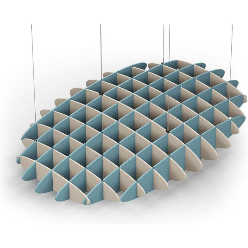 Acoustic Ceiling Sound Trap - 1200mm x 1800mm Oval - Natural | Sky Blue