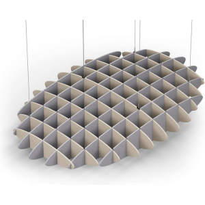 Acoustic Ceiling Sound Trap - 1200mm x 1800mm Oval - Natural | Slate Grey