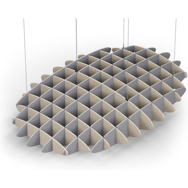 Acoustic Ceiling Sound Trap - 1200mm x 1800mm Oval - Natural | Slate Grey
