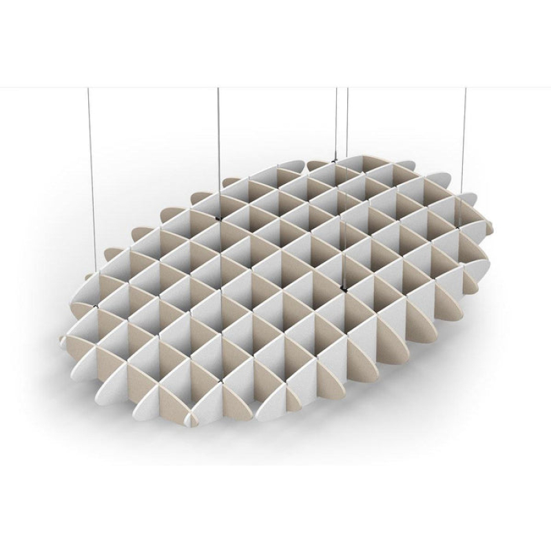 Acoustic Ceiling Sound Trap - 1200mm x 1800mm Oval - Natural | White