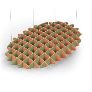 Acoustic Ceiling Sound Trap - 1200mm x 1800mm Oval - Orange | Banana Green