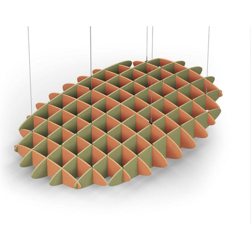Acoustic Ceiling Sound Trap - 1200mm x 1800mm Oval - Orange | Banana Green
