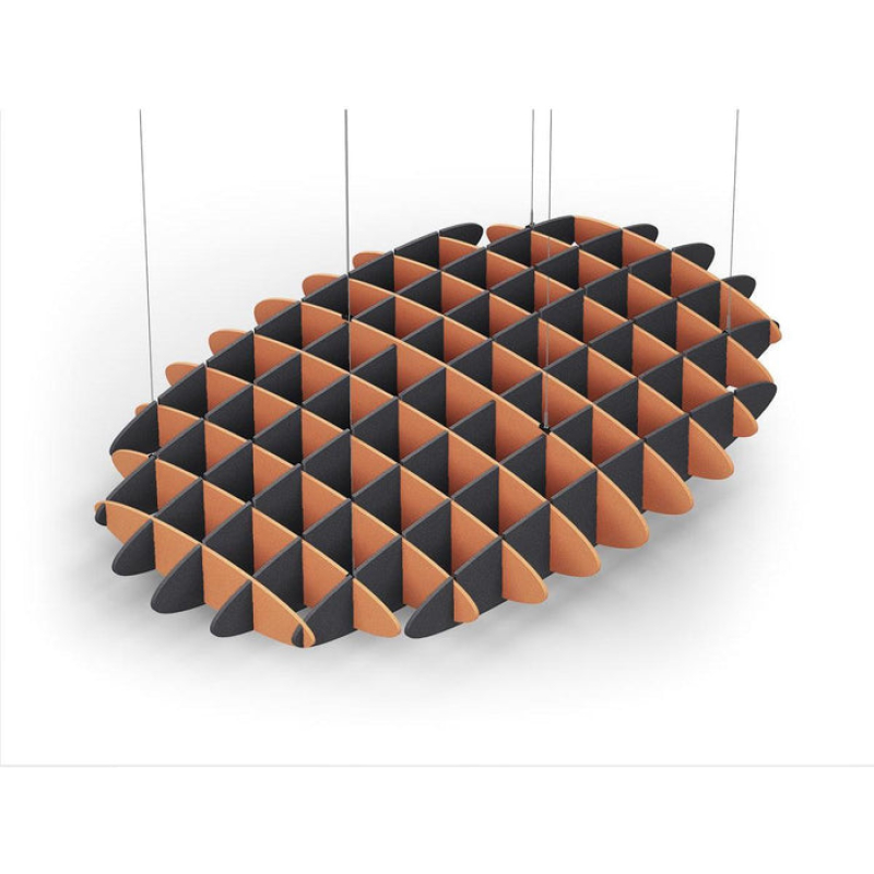 Acoustic Ceiling Sound Trap - 1200mm x 1800mm Oval - Orange | Charcoal Grey