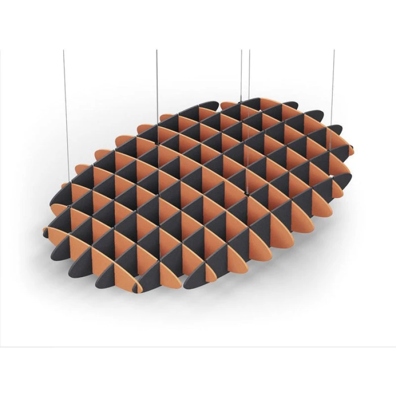 Acoustic Ceiling Sound Trap - 1200mm x 1800mm Oval - Orange | Charcoal Grey