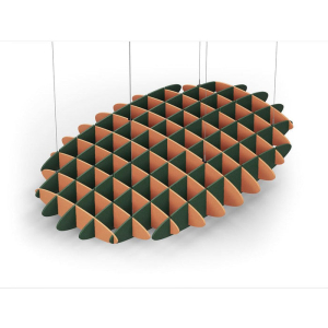 Acoustic Ceiling Sound Trap - 1200mm x 1800mm Oval - Orange | Dark Green