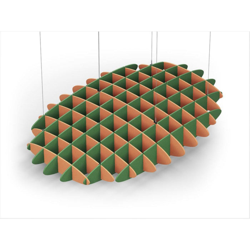 Acoustic Ceiling Sound Trap - 1200mm x 1800mm Oval - Orange | Green