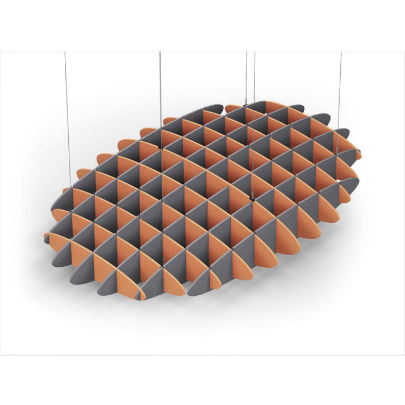 Acoustic Ceiling Sound Trap - 1200mm x 1800mm Oval - Orange | Grey