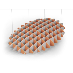 Acoustic Ceiling Sound Trap - 1200mm x 1800mm Oval - Orange | Light Beige