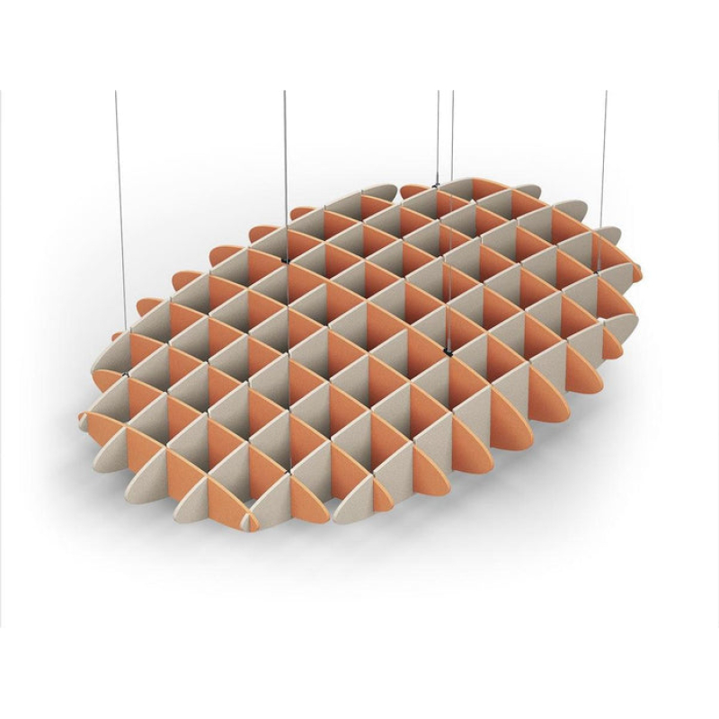Acoustic Ceiling Sound Trap - 1200mm x 1800mm Oval - Orange | Natural