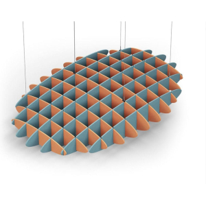 Acoustic Ceiling Sound Trap - 1200mm x 1800mm Oval - Orange | Sky Blue