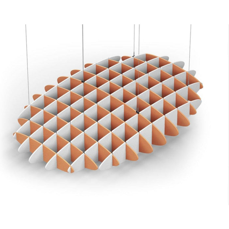 Acoustic Ceiling Sound Trap - 1200mm x 1800mm Oval - Orange | White