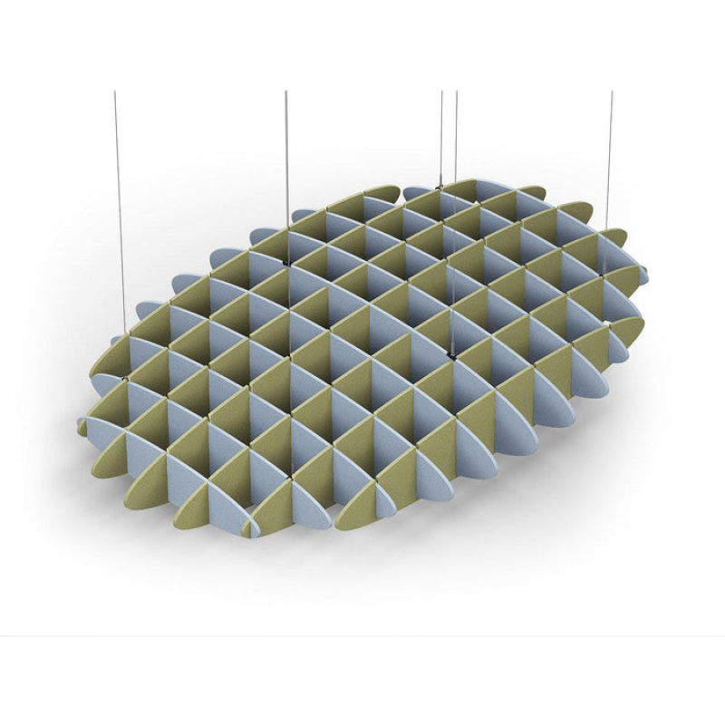 Acoustic Ceiling Sound Trap - 1200mm x 1800mm Oval - Pacific Blue | Banana Green