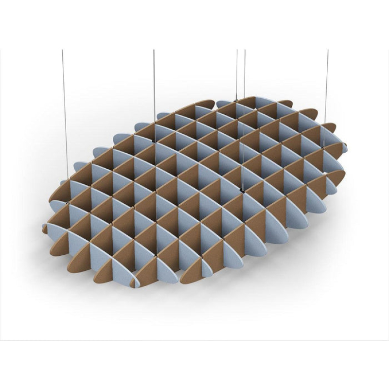Acoustic Ceiling Sound Trap - 1200mm x 1800mm Oval - Pacific Blue | Brown