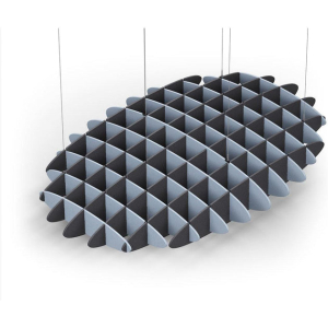 Acoustic Ceiling Sound Trap - 1200mm x 1800mm Oval - Pacific Blue | Charcoal Grey