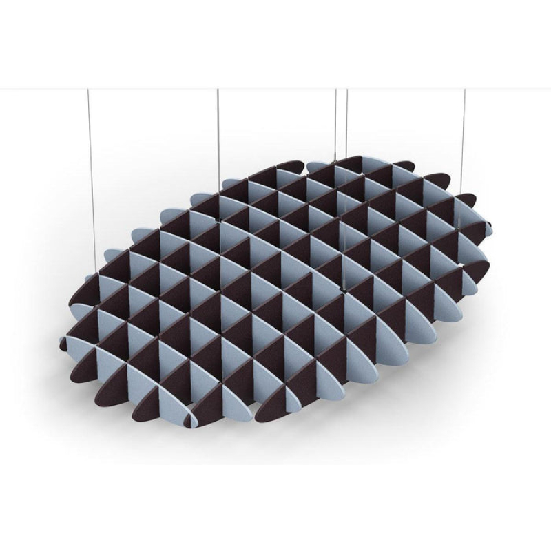 Acoustic Ceiling Sound Trap - 1200mm x 1800mm Oval - Pacific Blue | Dark Maroon