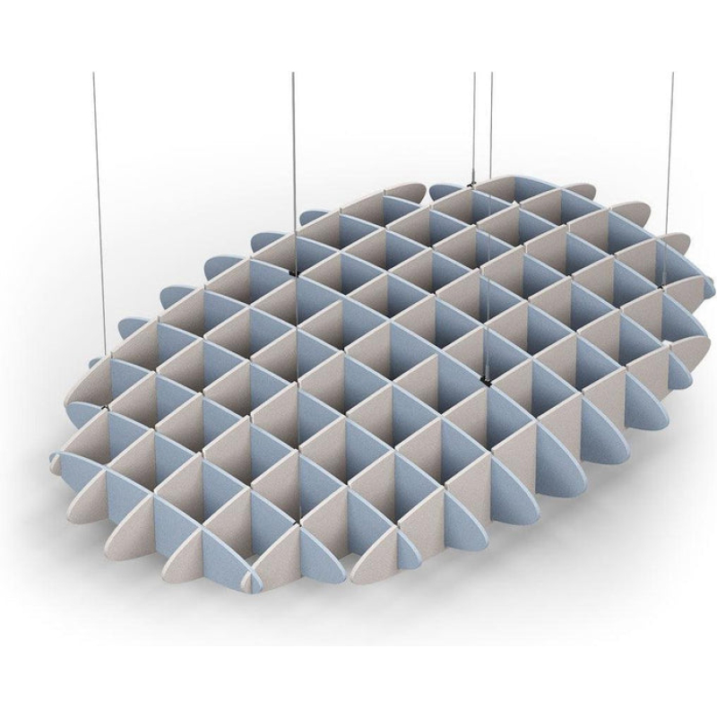 Acoustic Ceiling Sound Trap - 1200mm x 1800mm Oval - Pacific Blue | Light Beige