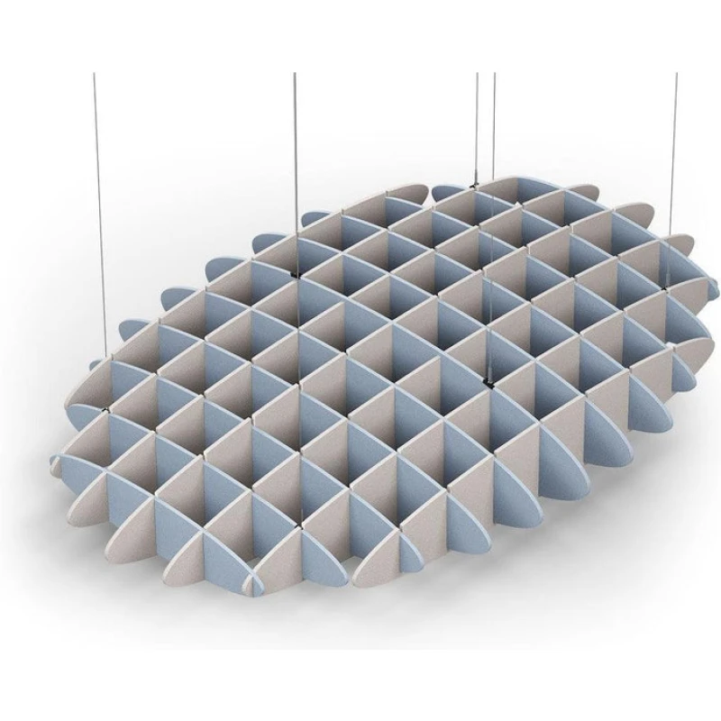 Acoustic Ceiling Sound Trap - 1200mm x 1800mm Oval - Pacific Blue | Light Beige