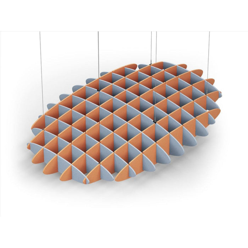 Acoustic Ceiling Sound Trap - 1200mm x 1800mm Oval - Pacific Blue | Orange