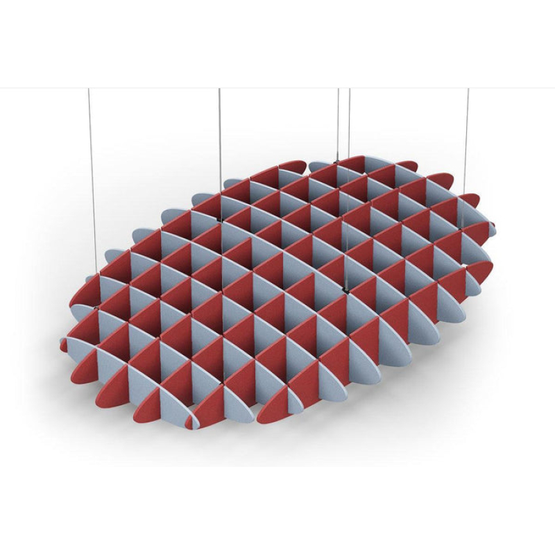 Acoustic Ceiling Sound Trap - 1200mm x 1800mm Oval - Pacific Blue | Red
