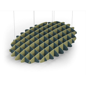 Acoustic Ceiling Sound Trap - 1200mm x 1800mm Oval - Peacock Green | Banana Green