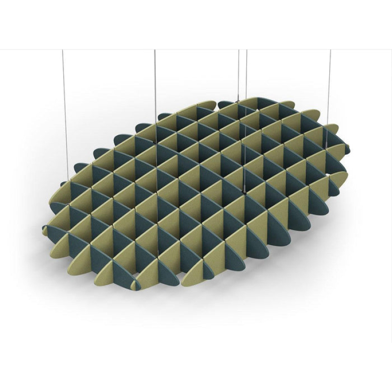 Acoustic Ceiling Sound Trap - 1200mm x 1800mm Oval - Peacock Green | Banana Green