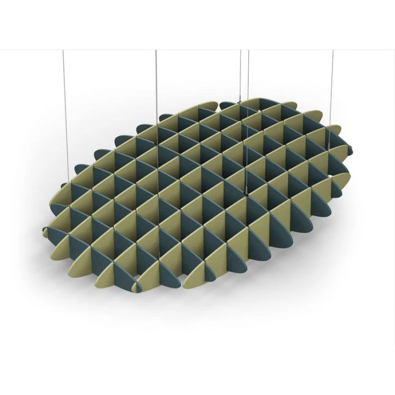Acoustic Ceiling Sound Trap - 1200mm x 1800mm Oval - Peacock Green | Banana Green