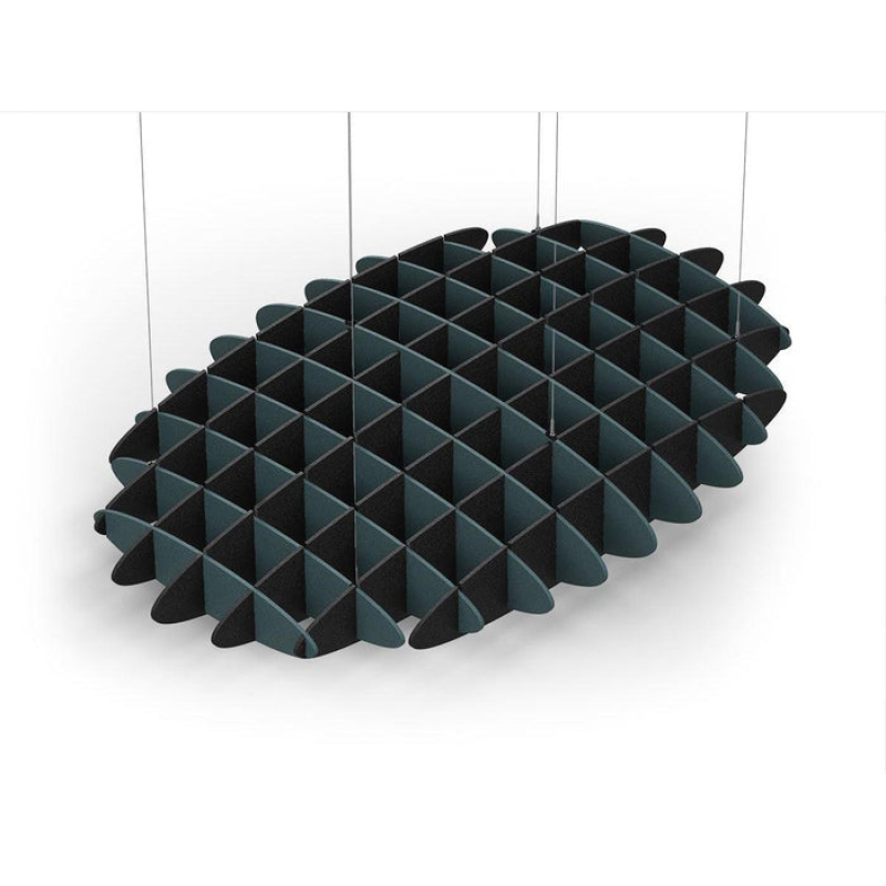 Acoustic Ceiling Sound Trap - 1200mm x 1800mm Oval - Peacock Green | Black