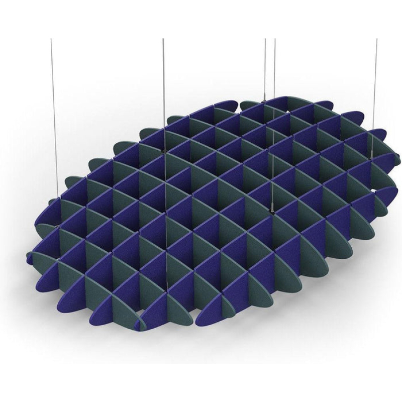 Acoustic Ceiling Sound Trap - 1200mm x 1800mm Oval - Peacock Green | Blue