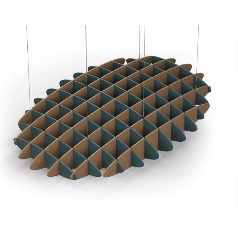 Acoustic Ceiling Sound Trap - 1200mm x 1800mm Oval - Peacock Green | Brown