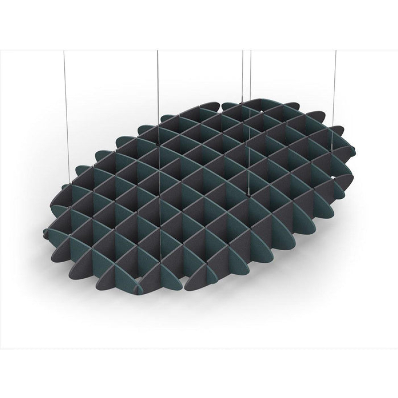Acoustic Ceiling Sound Trap - 1200mm x 1800mm Oval - Peacock Green | Charcoal Grey