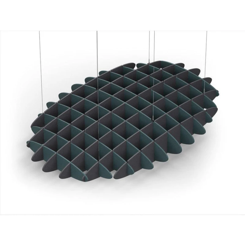 Acoustic Ceiling Sound Trap - 1200mm x 1800mm Oval - Peacock Green | Charcoal Grey