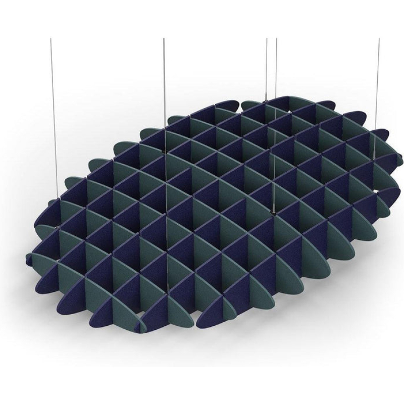 Acoustic Ceiling Sound Trap - 1200mm x 1800mm Oval - Peacock Green | Dark Blue