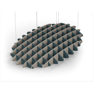 Acoustic Ceiling Sound Trap - 1200mm x 1800mm Oval - Peacock Green | Dark Beige