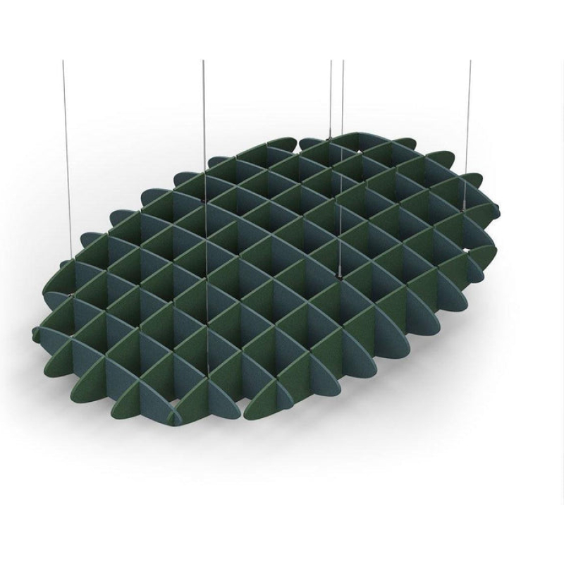 Acoustic Ceiling Sound Trap - 1200mm x 1800mm Oval - Peacock Green | Dark Green