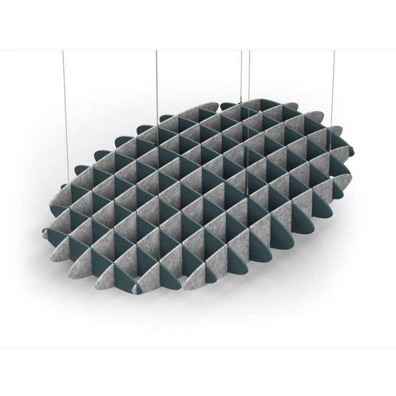 Acoustic Ceiling Sound Trap - 1200mm x 1800mm Oval - Peacock Green | Marble Grey